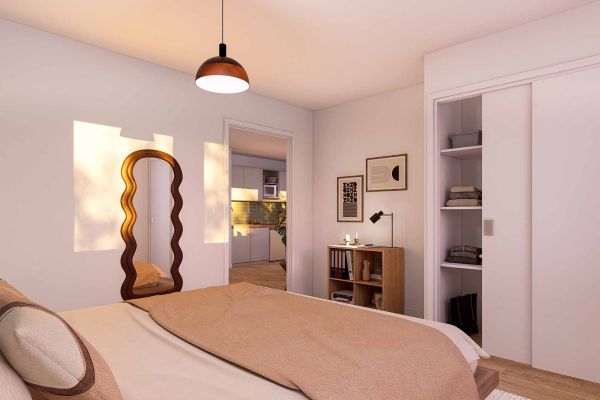 Studio de la résidence Marianne créé à Saint-Flour (Cantal) pour les jeunes actifs par la SA Polygone