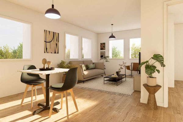 Studio de la résidence Marianne créé à Saint-Flour (Cantal) pour les jeunes actifs par la SA Polygone